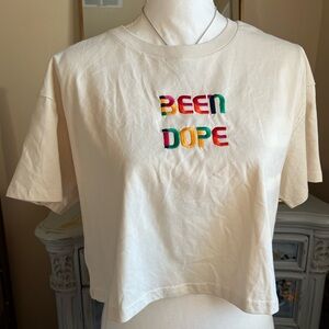 Cream Crop Top with Multicolor Embroidery